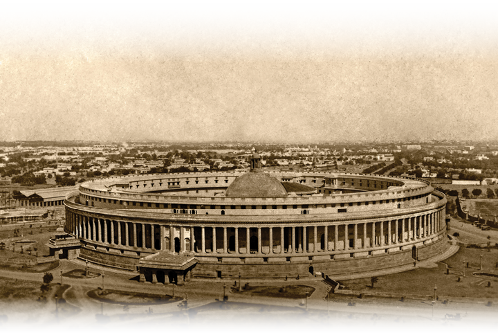 J0ET82 Parliament House , Parliament Of India , Sansad Bhavan , Lok Sabha , Rajya Sabha , old vintage 1900s picture , Delhi , India , Asia