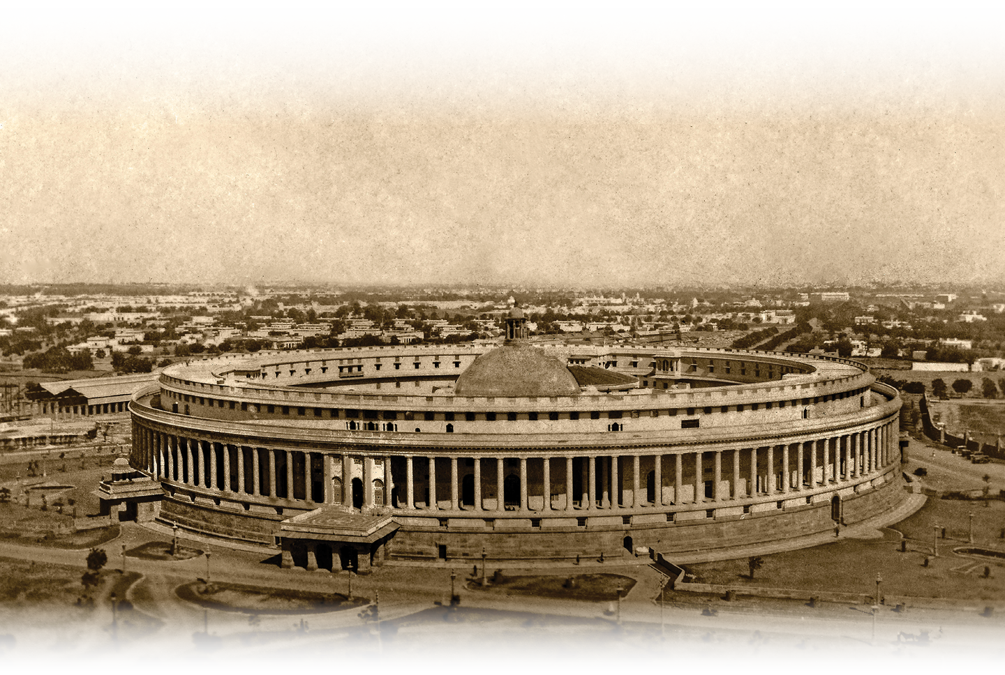 J0ET82 Parliament House , Parliament Of India , Sansad Bhavan , Lok Sabha , Rajya Sabha , old vintage 1900s picture , Delhi , India , Asia