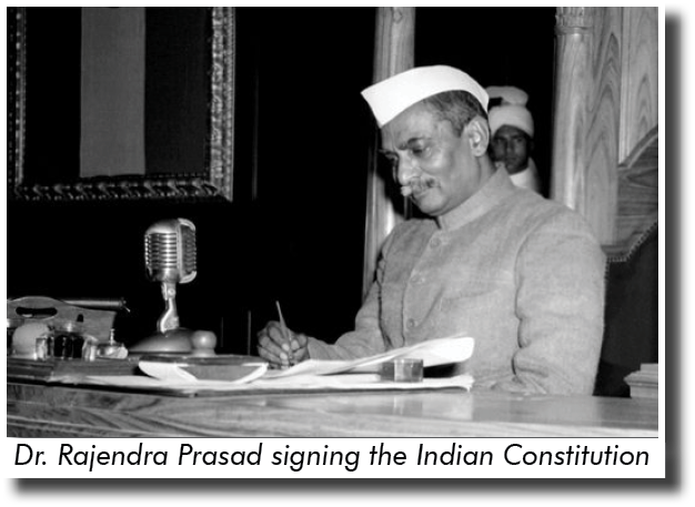 Dr  Rajendra Prasad signing the Indian Constitutio